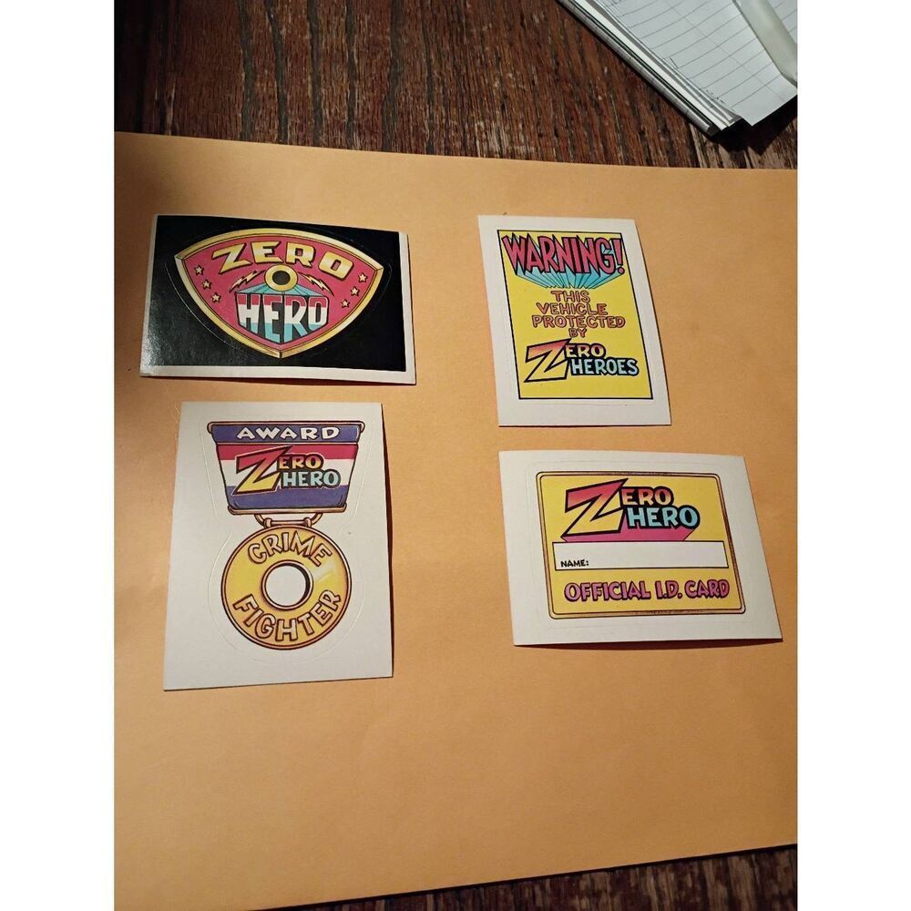 Vintage 1983 General Mills Zero Heroe Trading Card Sticker Cards Lot of 4
